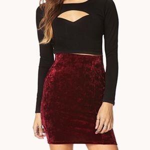 Velvet mini skirt